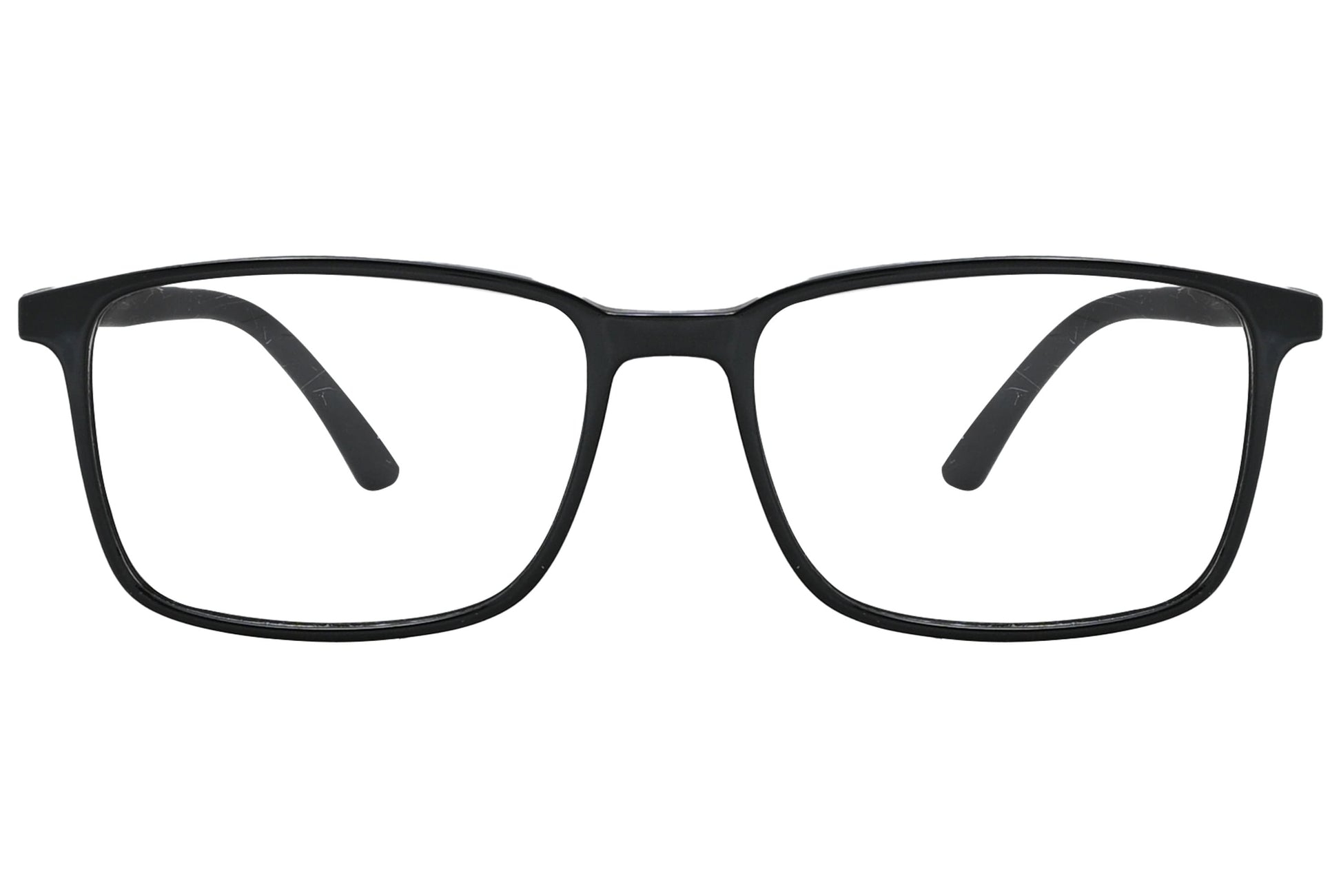 porto romano rectangle white eyeglasses frame viewed from front angle.