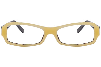 ralph lauren rectangle yellow with tortoise eyeglasses frame viewed from front angle.