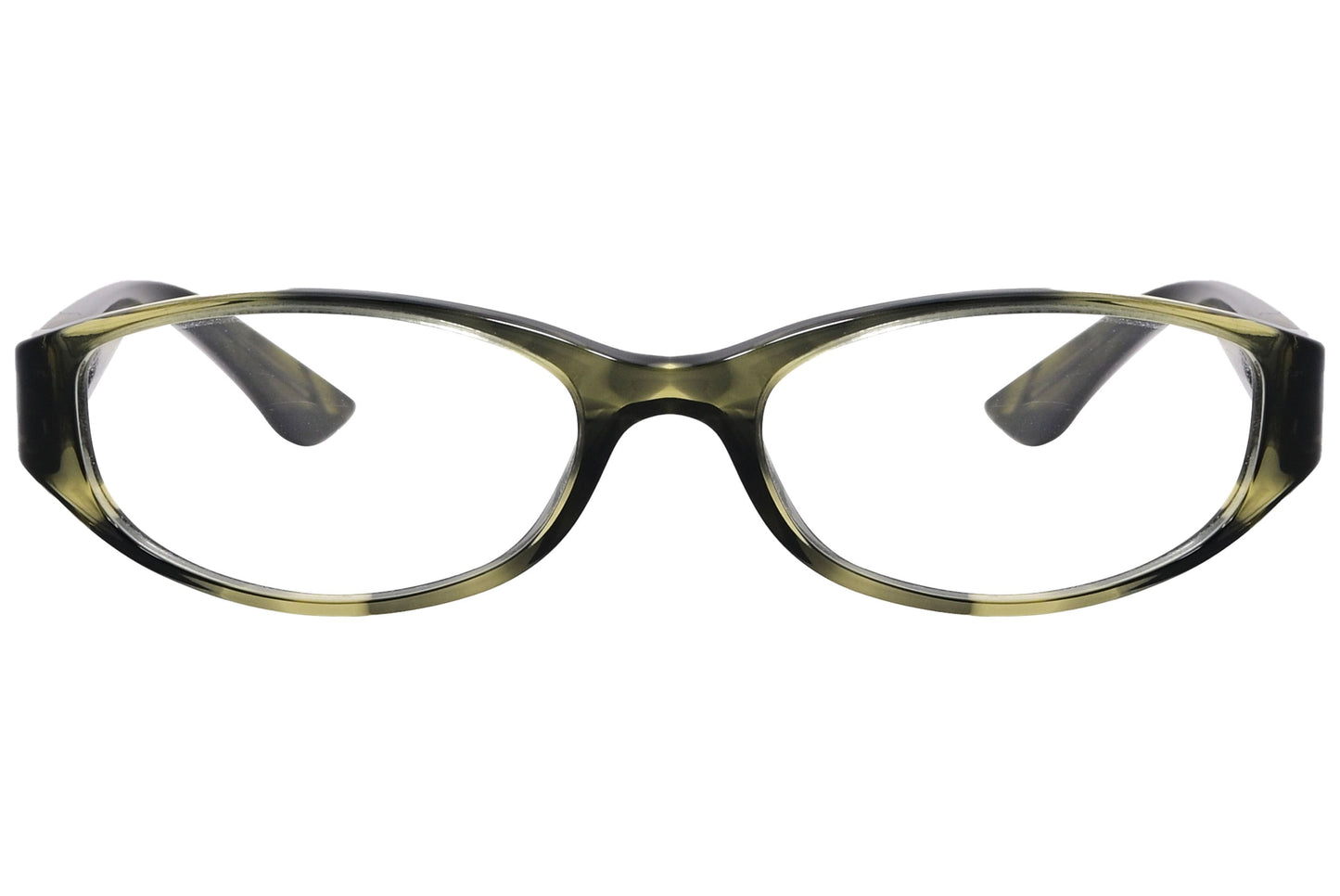 ralph lauren oval yellow and black eyeglasses frame viewed from front angle.