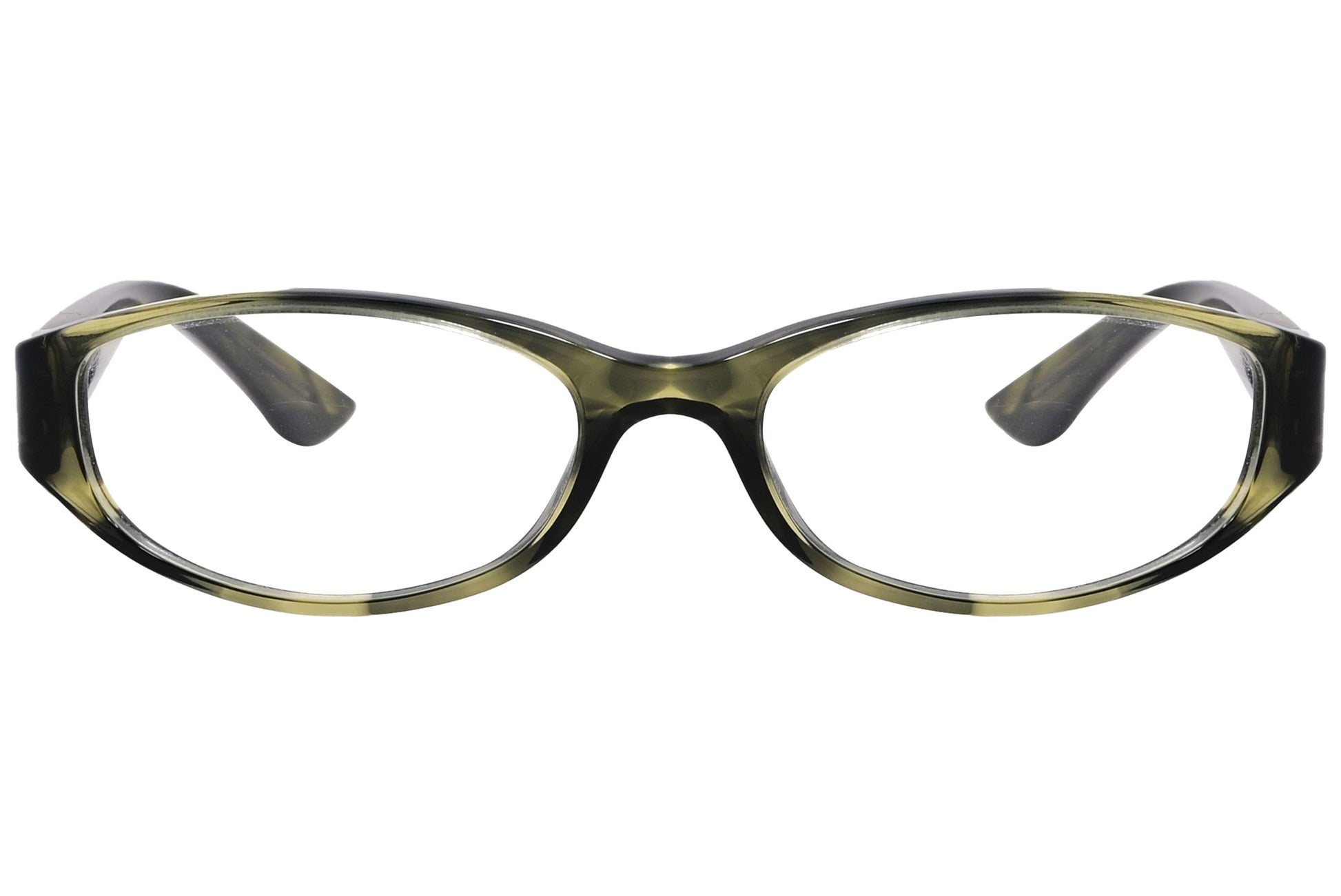 ralph lauren oval yellow and black eyeglasses frame viewed from front angle.