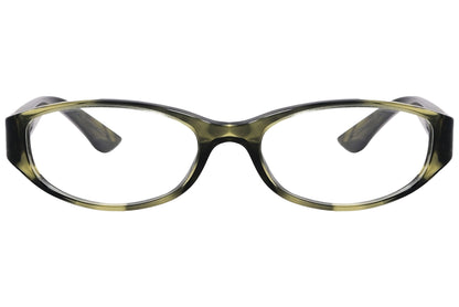 ralph lauren oval yellow and black eyeglasses frame viewed from front angle.