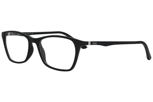 rexus rectangle black eyeglasses frame viewed from a 45-degree angle.