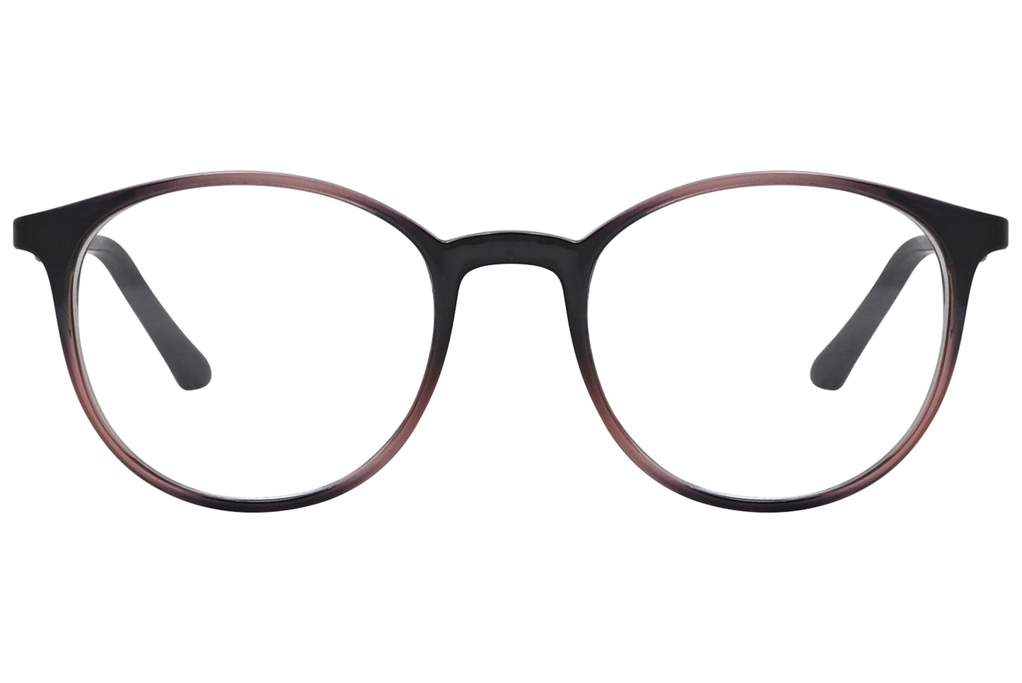 rexus round multicolored eyeglasses frame viewed from front angle.