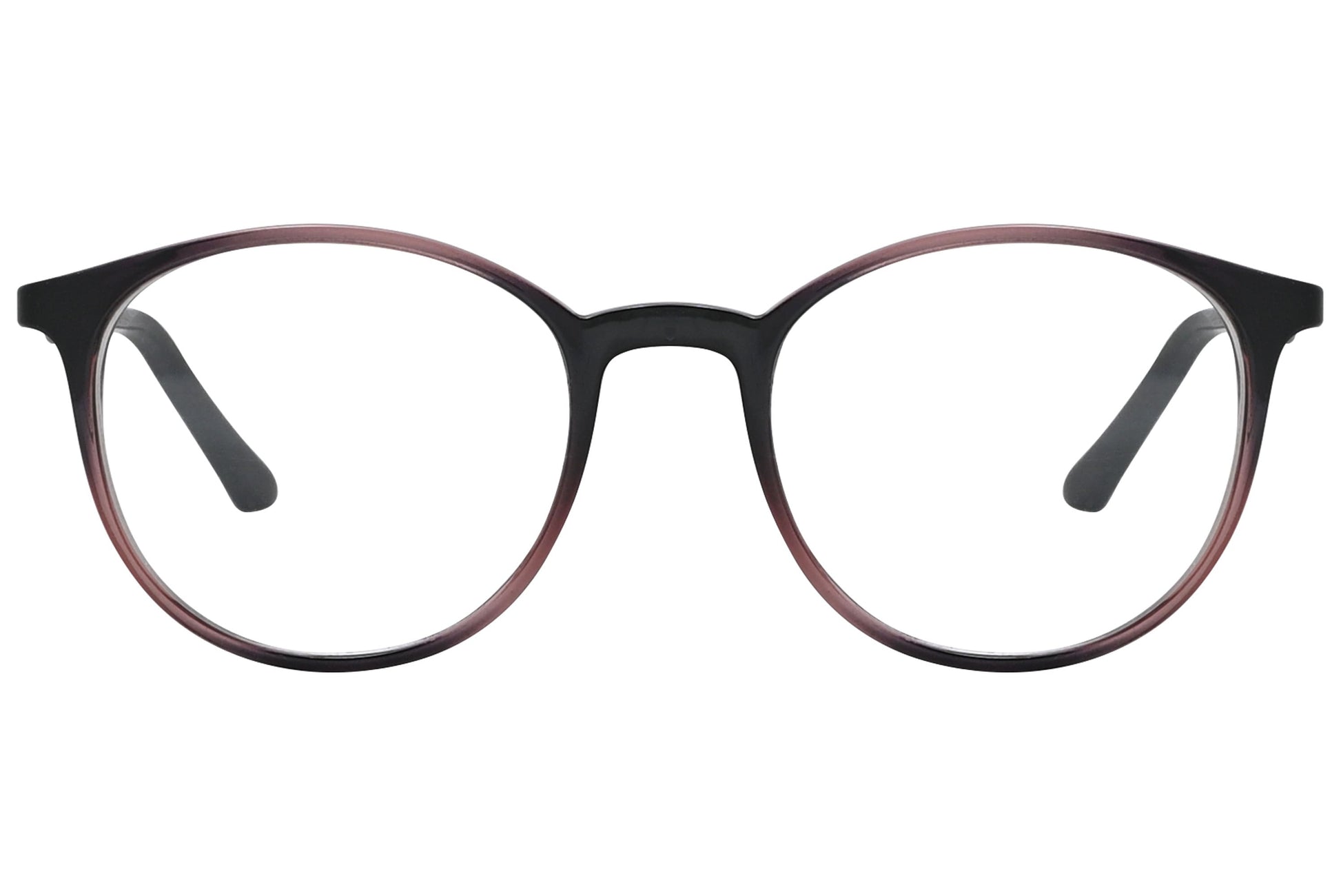 rexus round multicolored eyeglasses frame viewed from front angle.