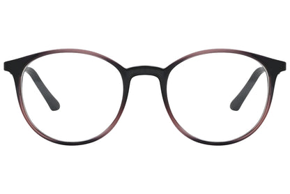 rexus round multicolored eyeglasses frame viewed from front angle.