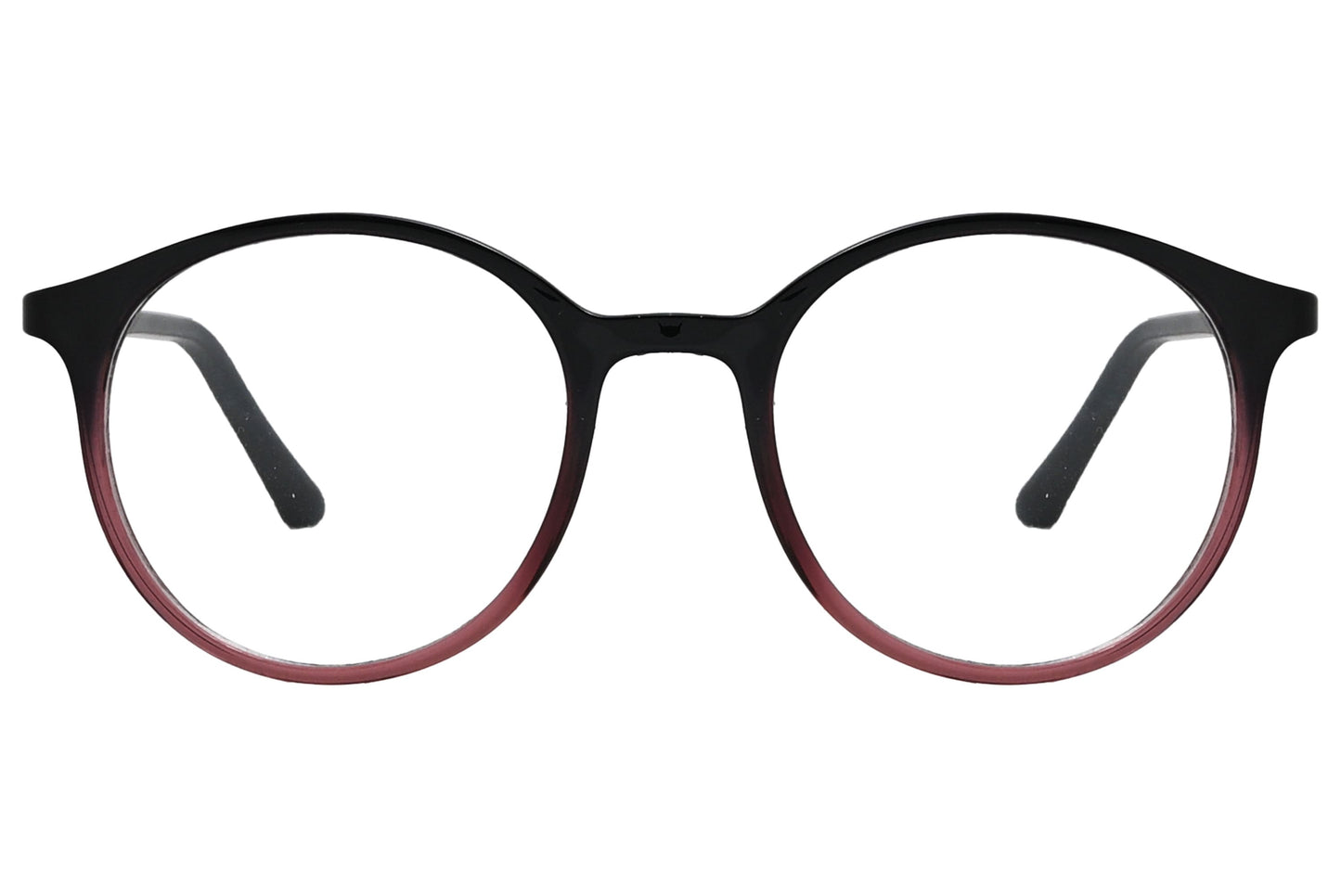 rexus round multicolored eyeglasses frame viewed from front angle.