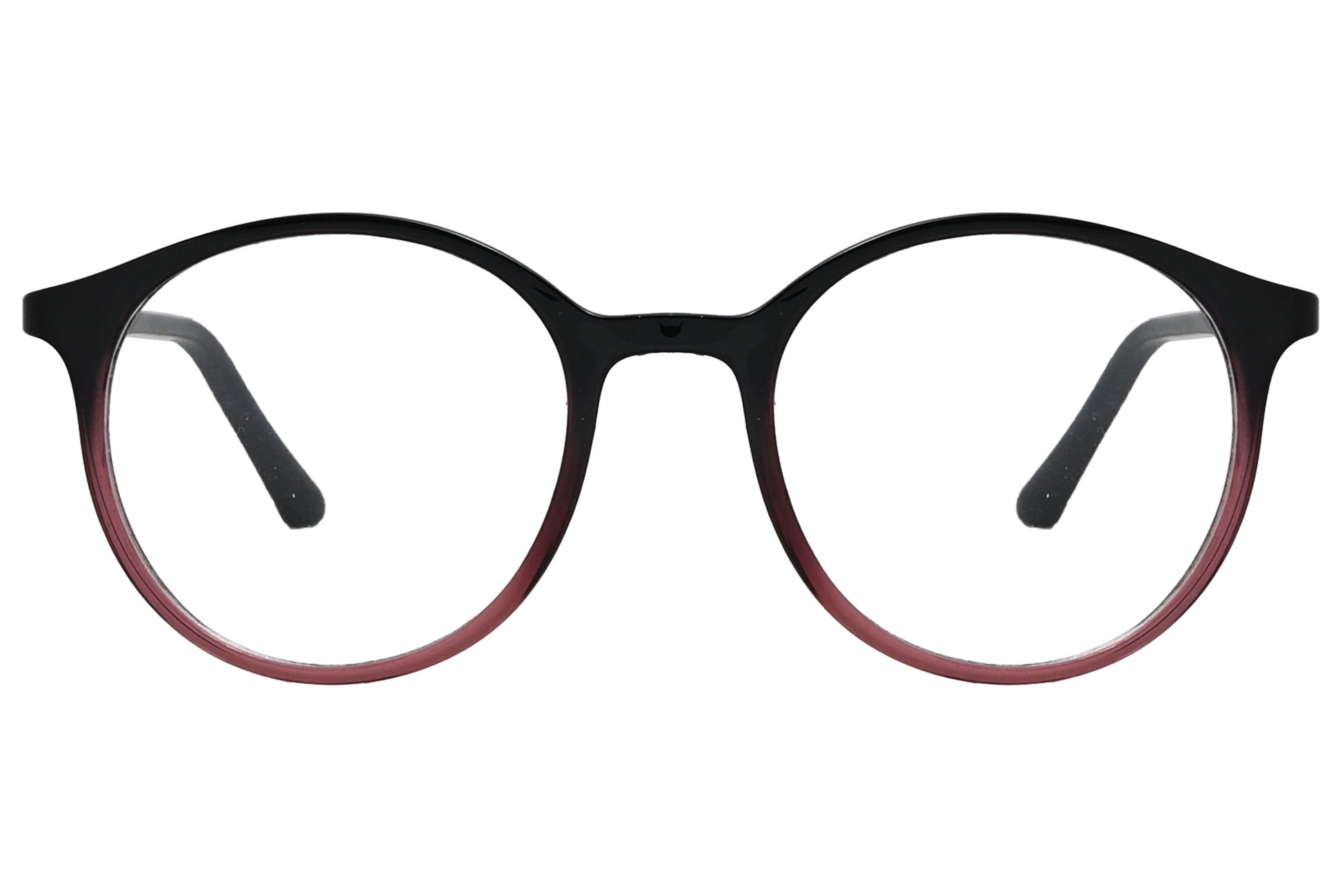 rexus round multicolored eyeglasses frame viewed from front angle.