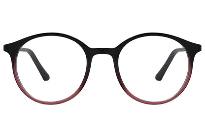 rexus round multicolored eyeglasses frame viewed from front angle.