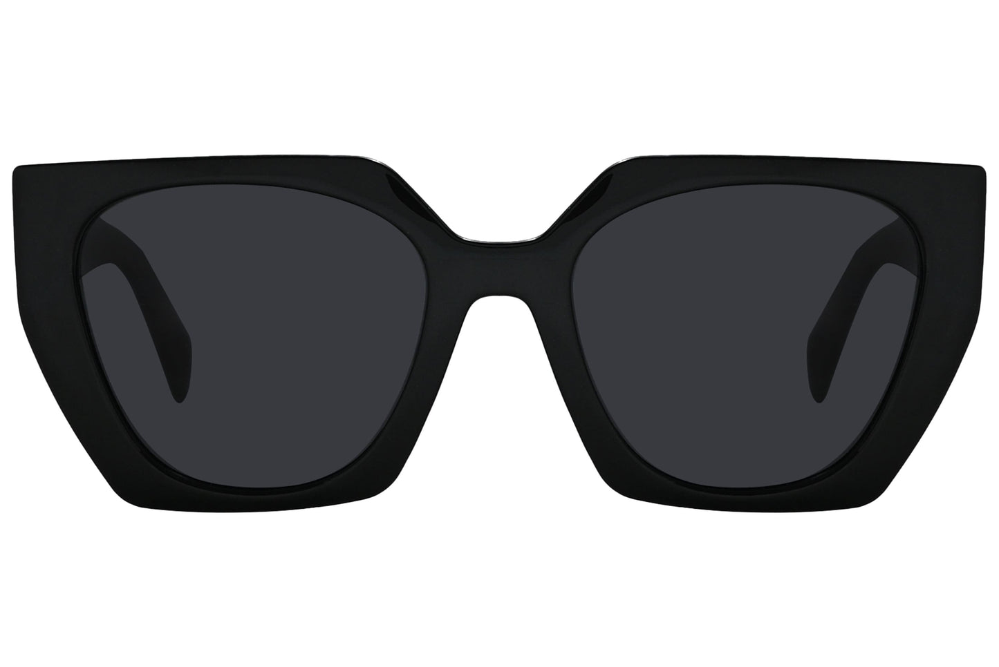 Rexus Black Color Hexagonal Sunglasses Viewed From Front Angle.