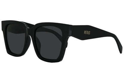 Rexus Black Color Geometric Sunglasses Viewed From A 45-Degree Angle.