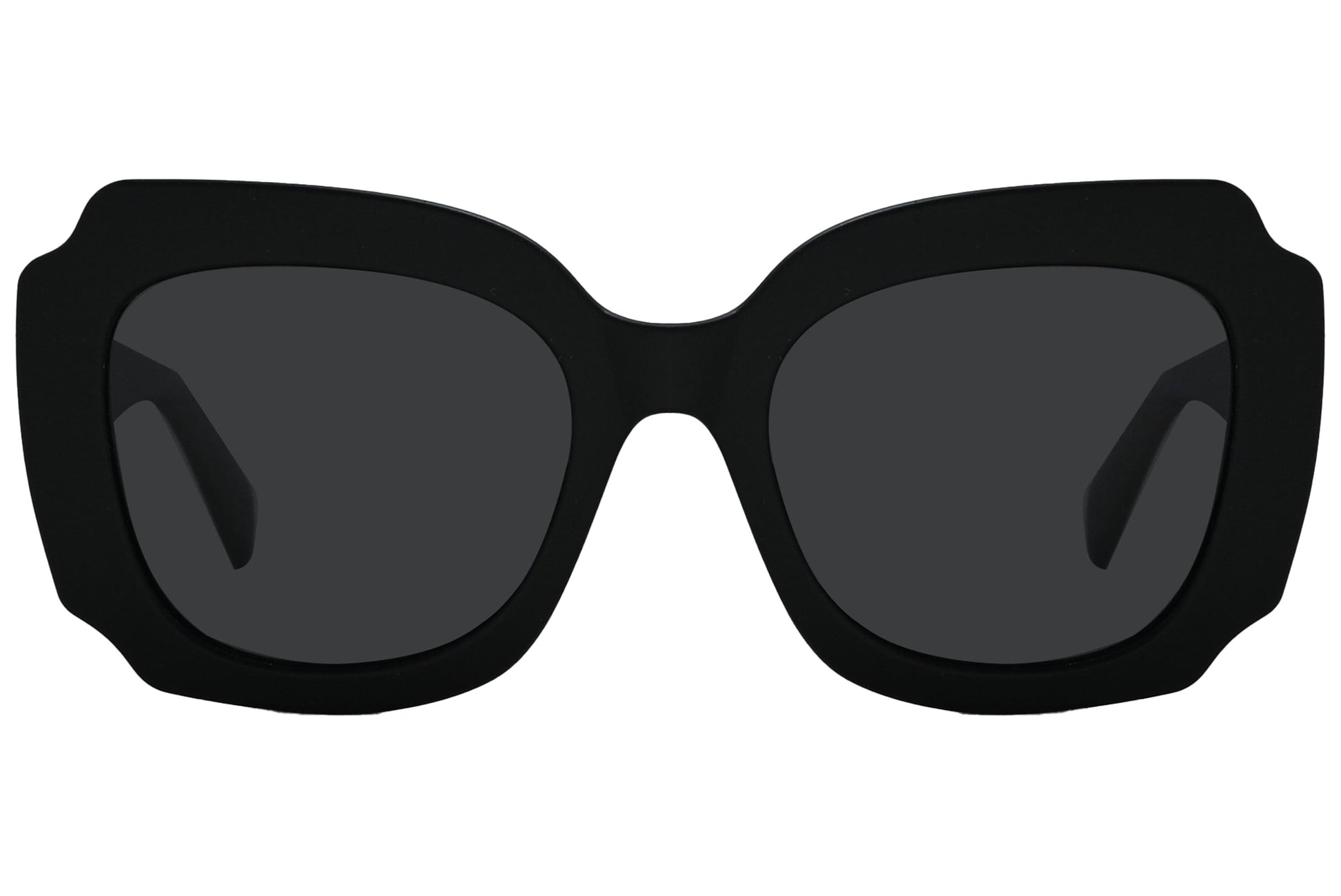 Rexus Black Color Geometric Sunglasses Viewed From Front Angle.