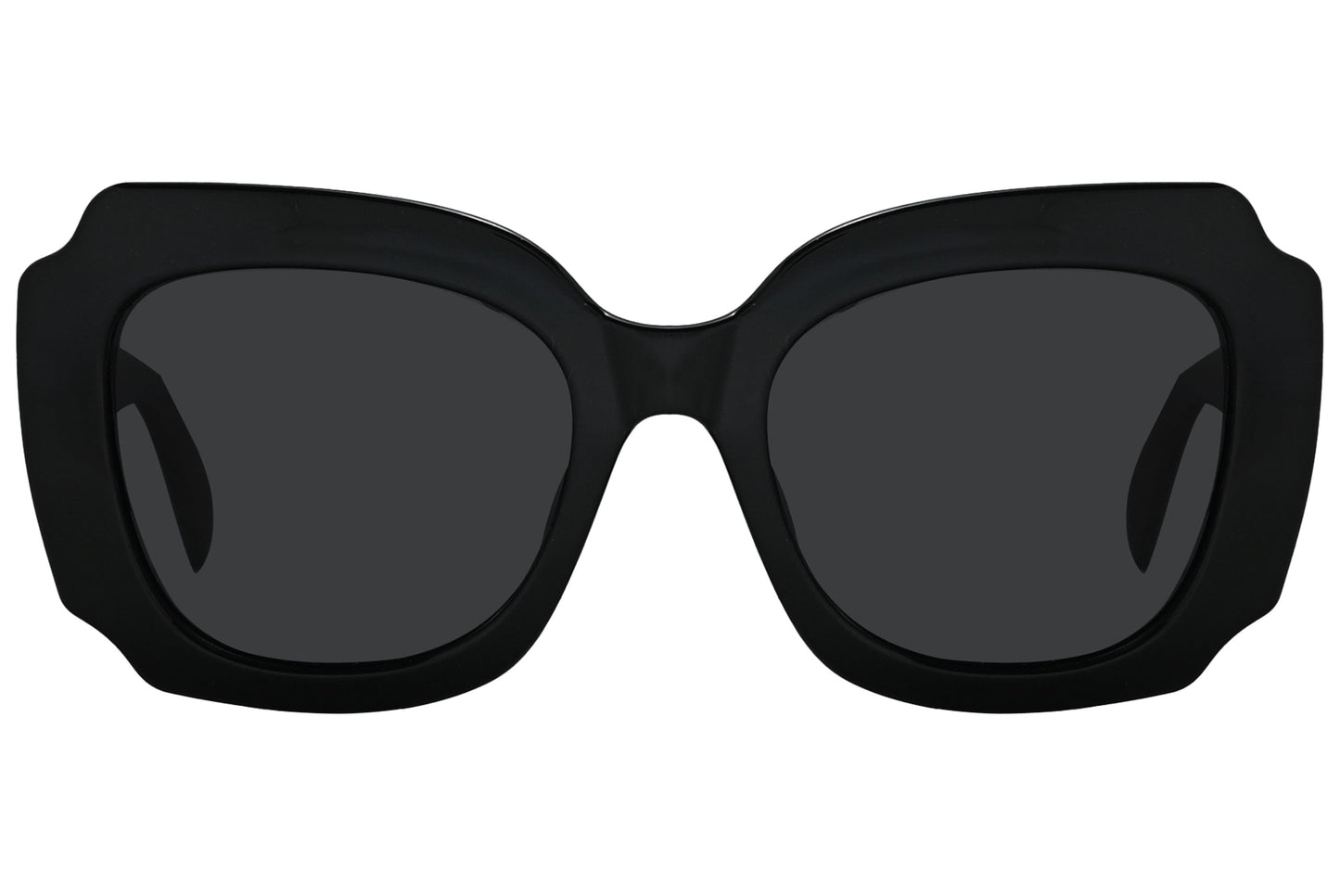 Rexus Black Color Geometric Sunglasses Viewed From Front Angle.