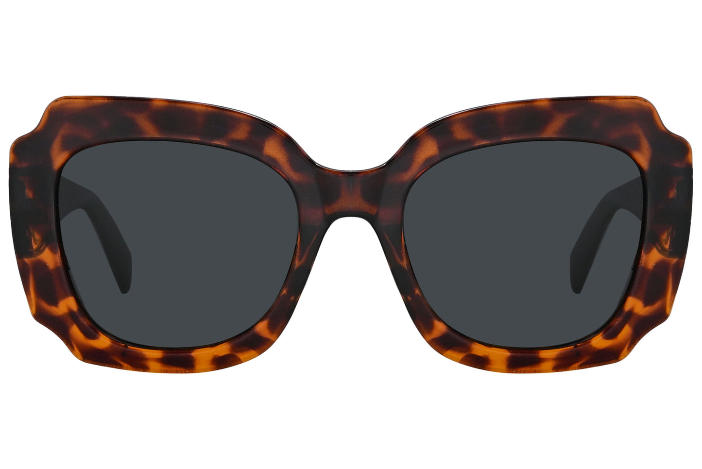 Rexus Tortoise Color Geometric Sunglasses Viewed From Front Angle.