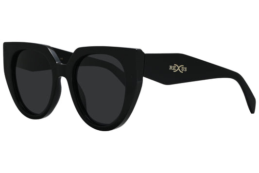 Rexus Black Color Geometric Sunglasses Viewed From A 45-Degree Angle.