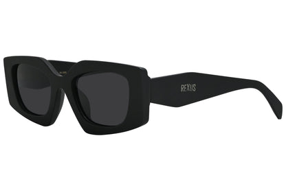 Rexus Black Color Geometric Sunglasses Viewed From A 45-Degree Angle.