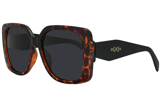 Rexus Tortoise Color Square Sunglasses Viewed From A 45-Degree Angle.