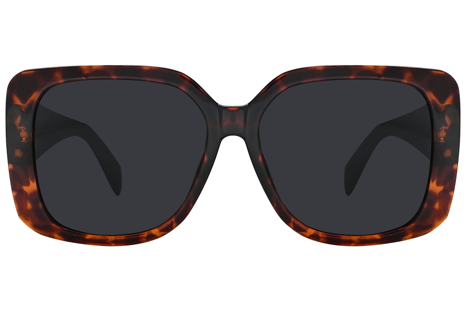 Rexus Tortoise Color Square Sunglasses Viewed From Front Angle.