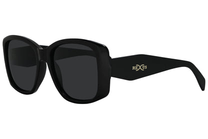 Rexus Black Color Geometric Sunglasses Viewed From A 45-Degree Angle.