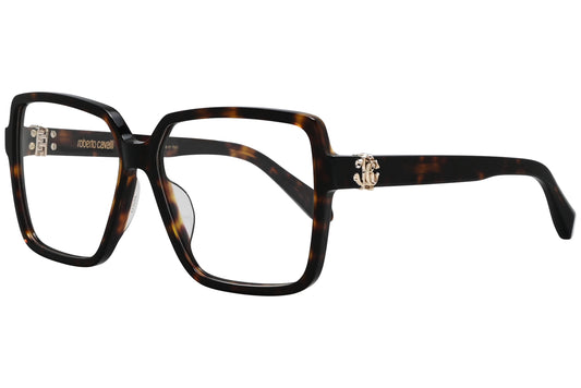 roberto-cavalli tortoise colour eyeglasses frame viewed from a 45-degree angle.