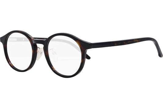 safilo round tortoise eyeglasses frame viewed from a 45-degree angle.