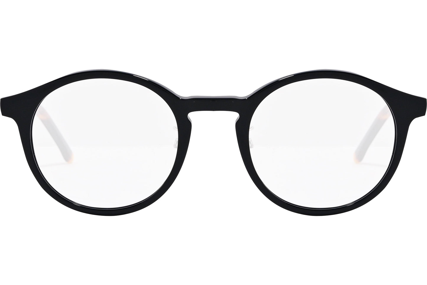 safilo round tortoise, black eyeglasses frame viewed from front angle.