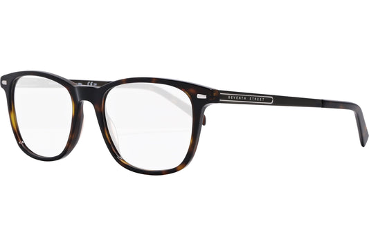 safilo square tortoise eyeglasses frame viewed from a 45-degree angle.