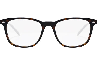 safilo square tortoise eyeglasses frame viewed from front angle.