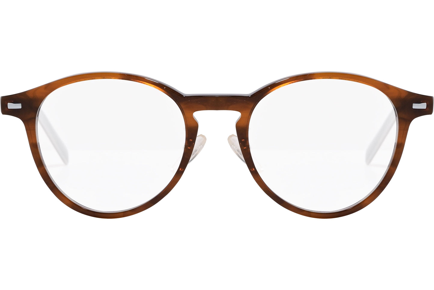 safilo round tortoise, black eyeglasses frame viewed from front angle.