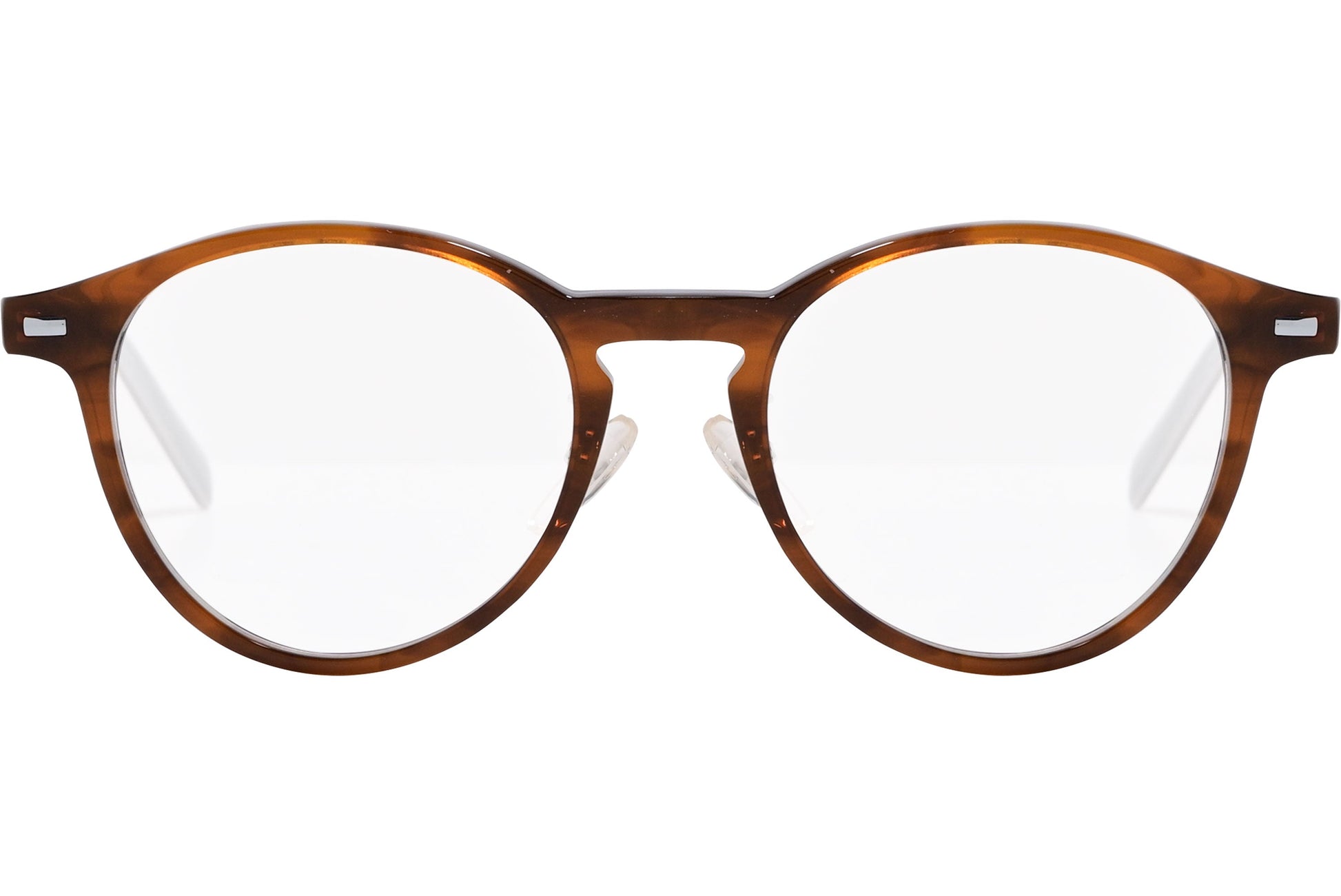 safilo round tortoise, black eyeglasses frame viewed from front angle.