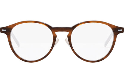 safilo round tortoise, black eyeglasses frame viewed from front angle.