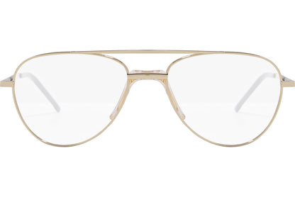 safilo aviator gold eyeglasses frame viewed from front angle.