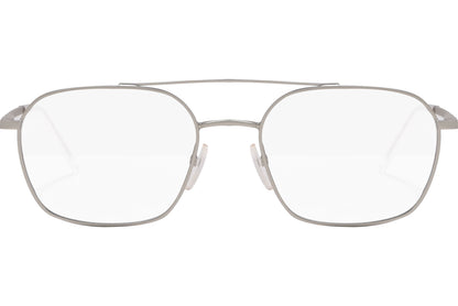 safilo aviator silver eyeglasses frame viewed from front angle.