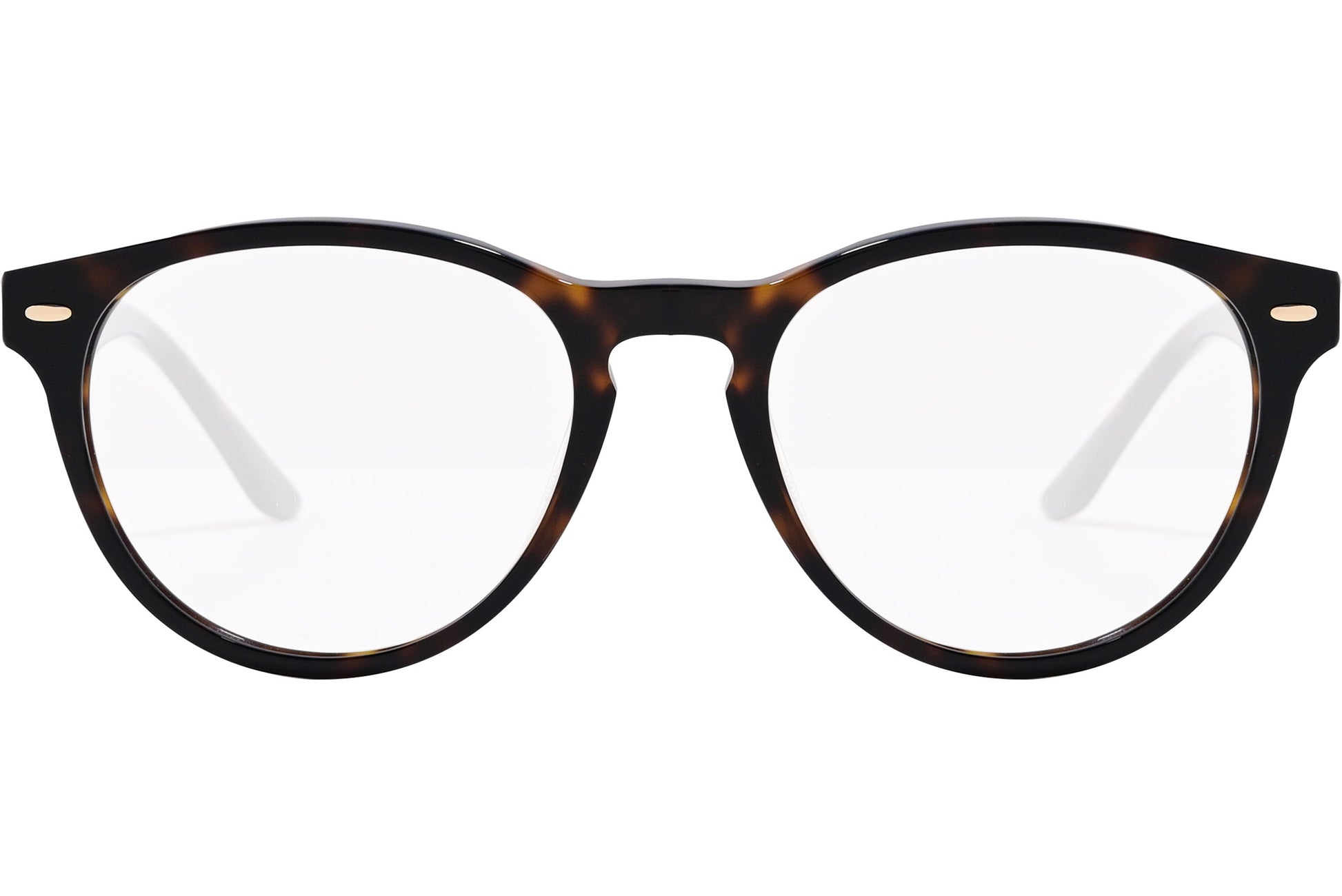 safilo oval tortoise eyeglasses frame viewed from front angle.