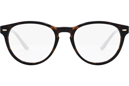 safilo oval tortoise eyeglasses frame viewed from front angle.