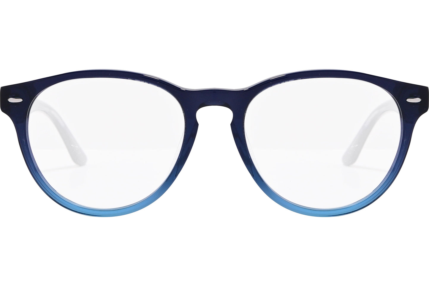 safilo oval blue eyeglasses frame viewed from front angle.