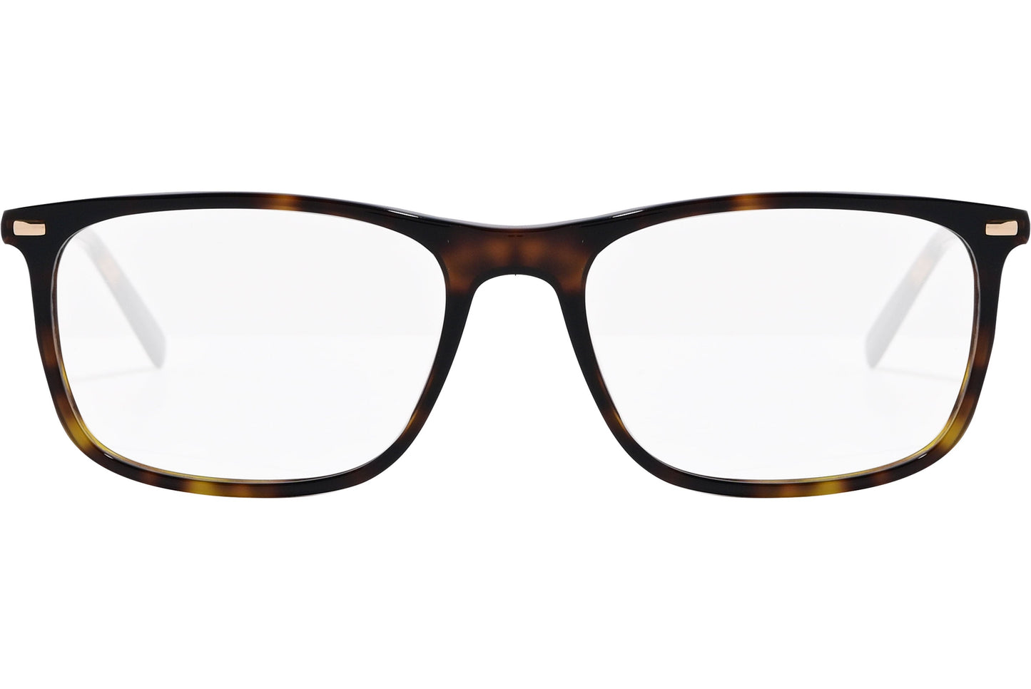 safilo rectangle tortoise eyeglasses frame viewed from front angle.