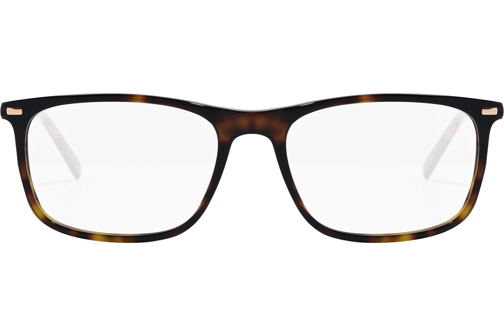 safilo rectangle tortoise eyeglasses frame viewed from front angle.