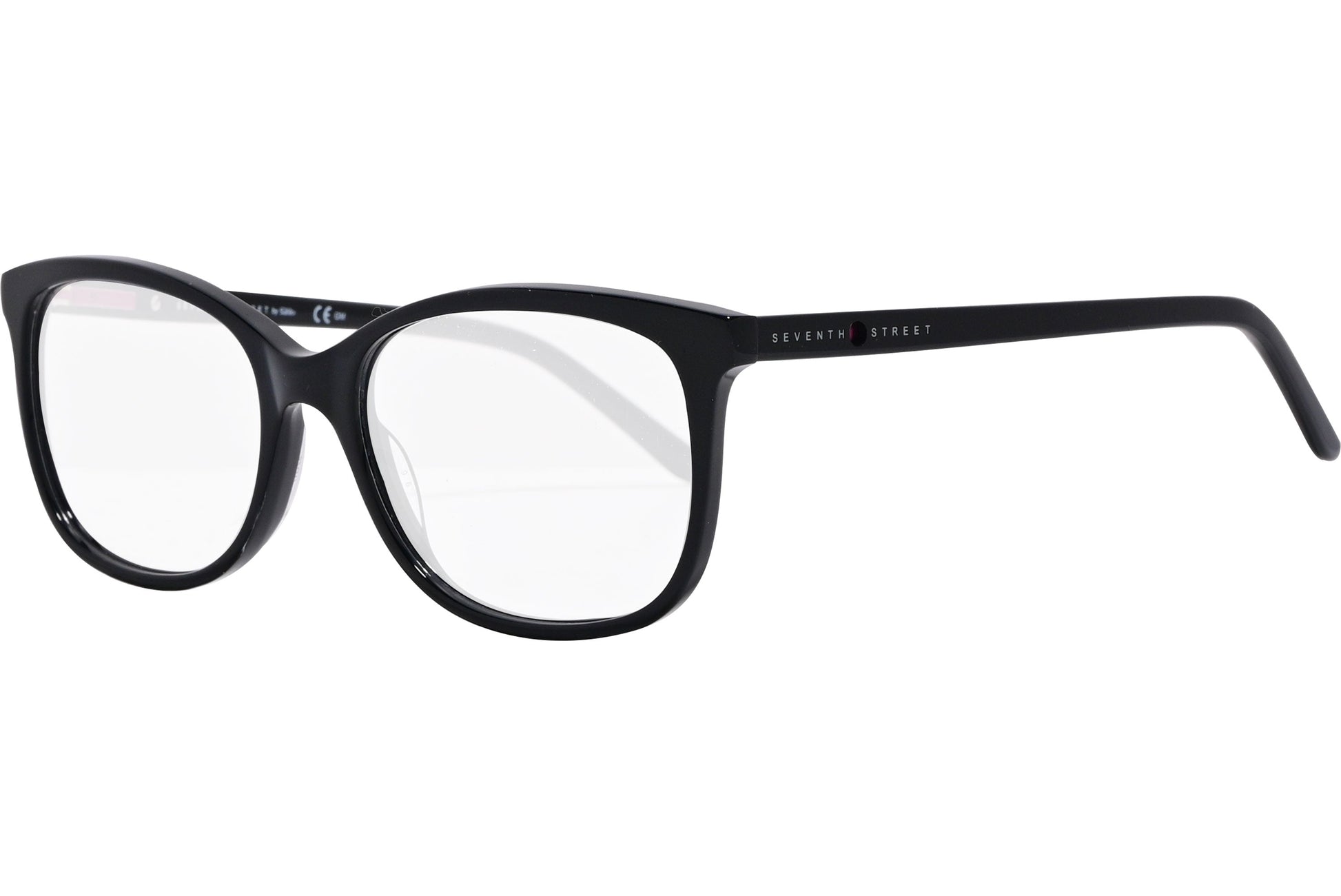 safilo rectangle black eyeglasses frame viewed from a 45-degree angle.