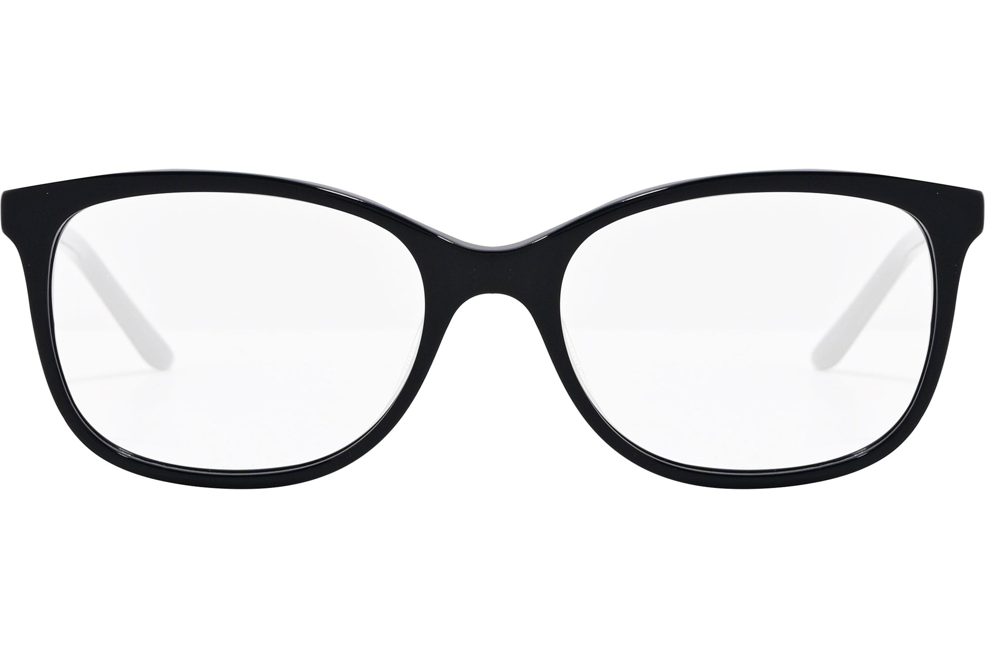 safilo rectangle black eyeglasses frame viewed from front angle.