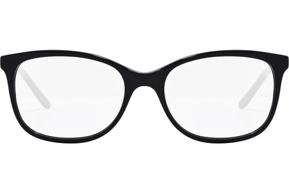 safilo rectangle black eyeglasses frame viewed from front angle.