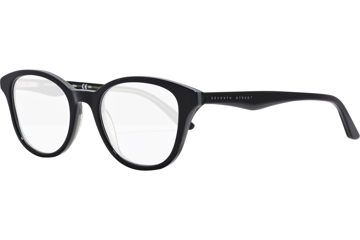 safilo oval black eyeglasses frame viewed from a 45-degree angle.