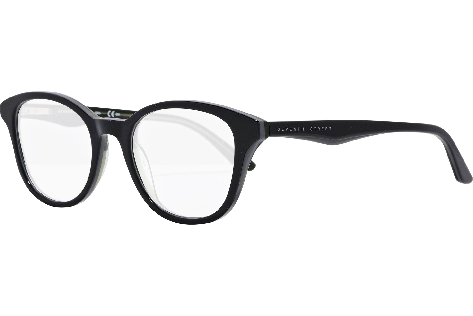 safilo oval black eyeglasses frame viewed from a 45-degree angle.