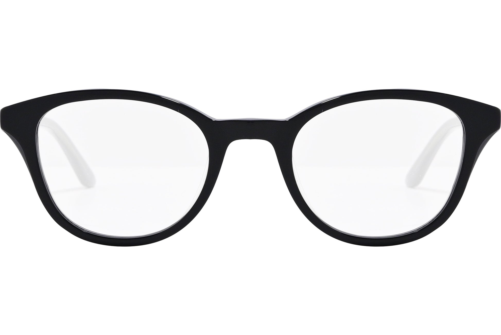 safilo oval black eyeglasses frame viewed from front angle.