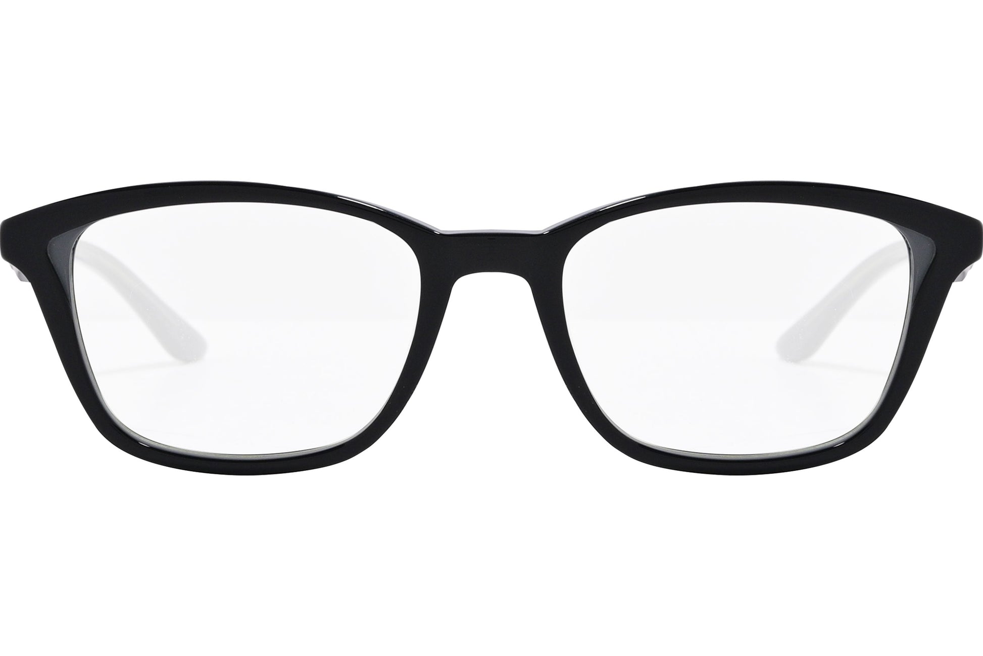 safilo rectangle black eyeglasses frame viewed from front angle.