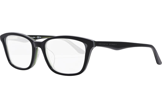 safilo rectangle black eyeglasses frame viewed from a 45-degree angle.