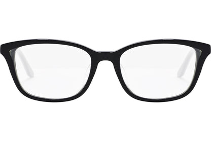 safilo rectangle black eyeglasses frame viewed from front angle.