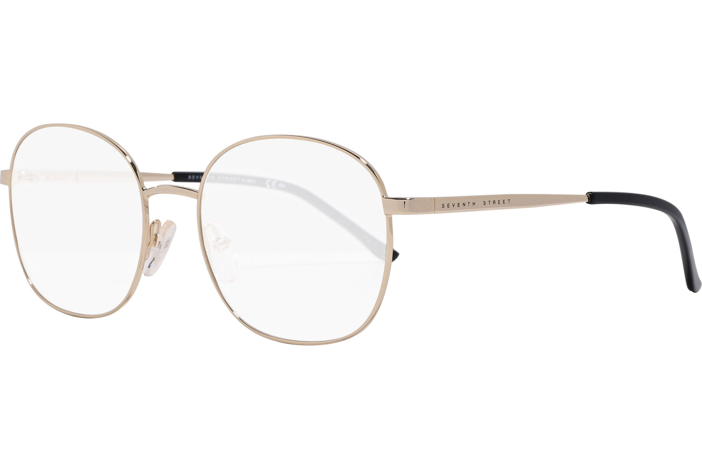 safilo square gold eyeglasses frame viewed from a 45-degree angle.