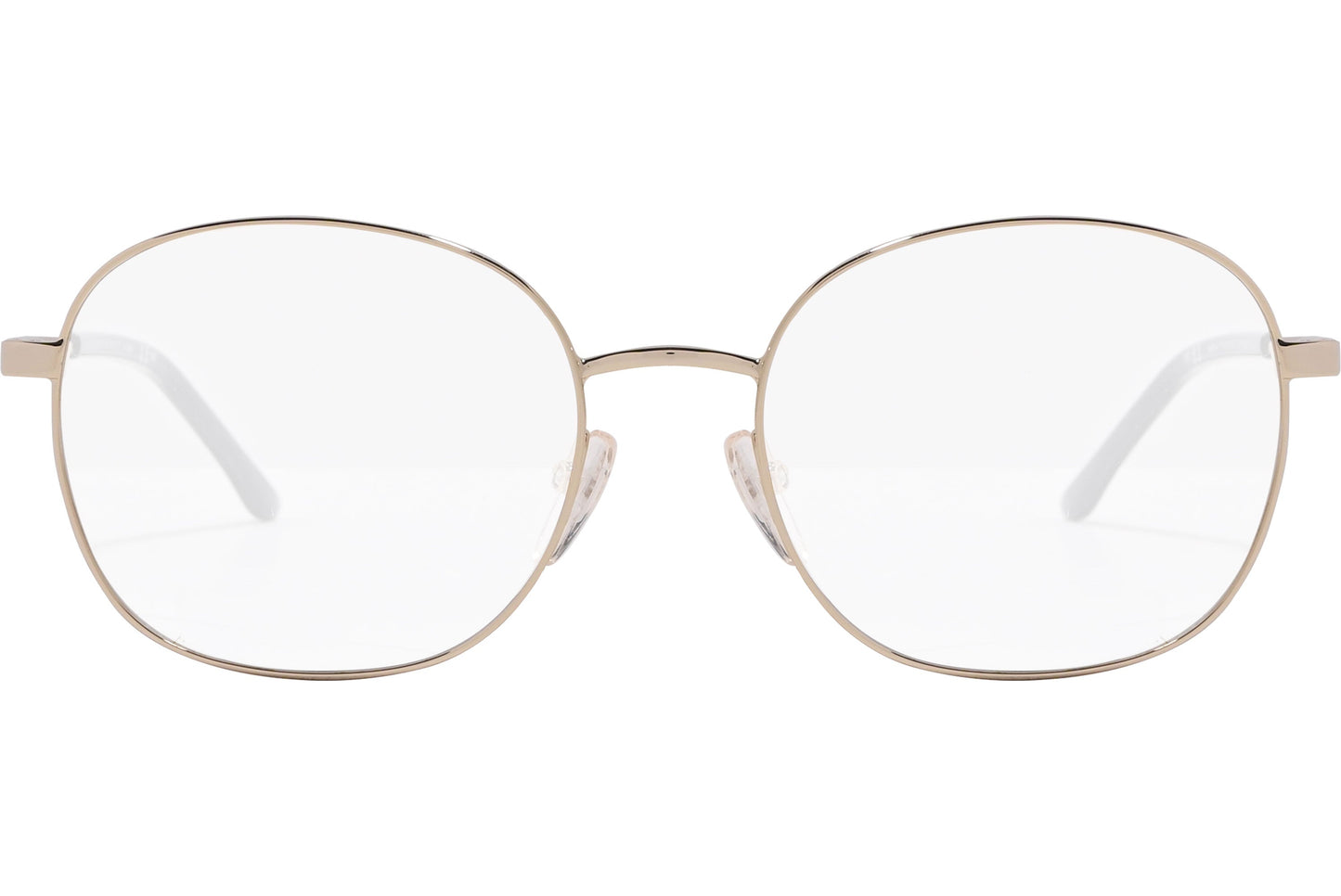 safilo square gold eyeglasses frame viewed from front angle.