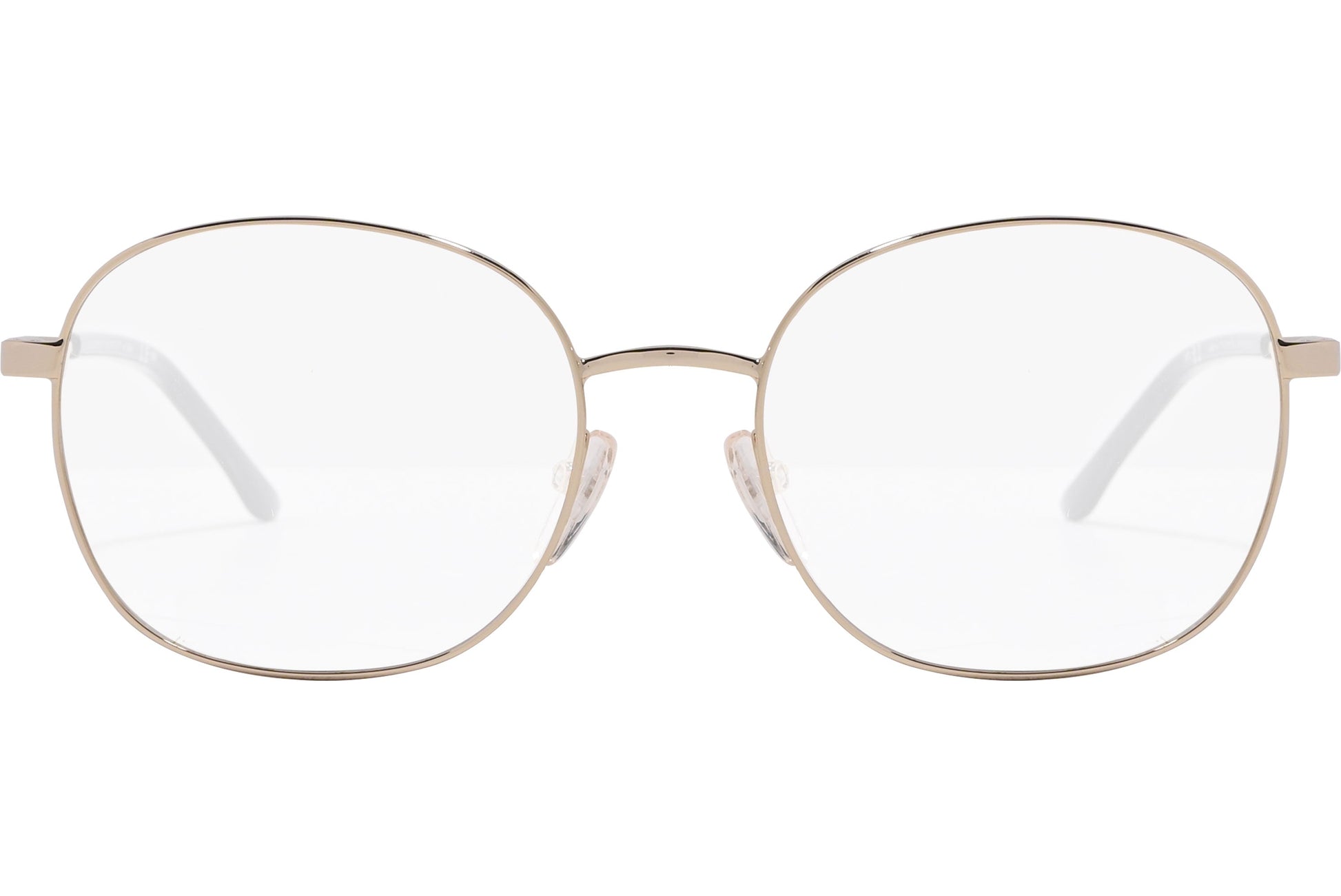 safilo square gold eyeglasses frame viewed from front angle.