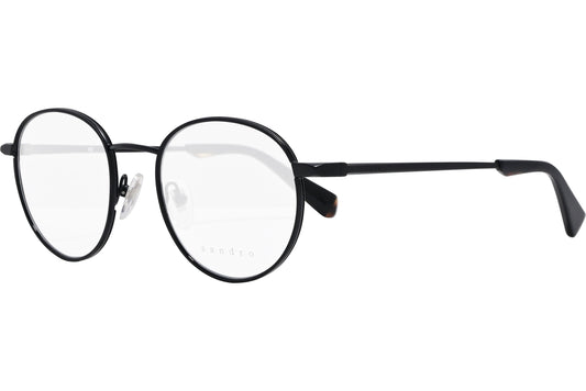 sandro oval black eyeglasses frame viewed from a 45-degree angle.